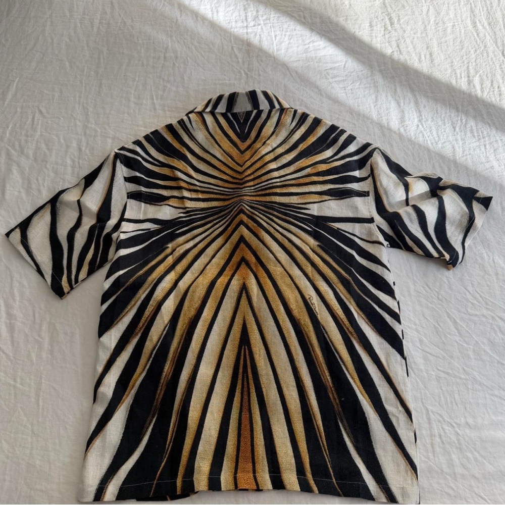 Roberto Cavalli Black and Gold Patterned Shirt